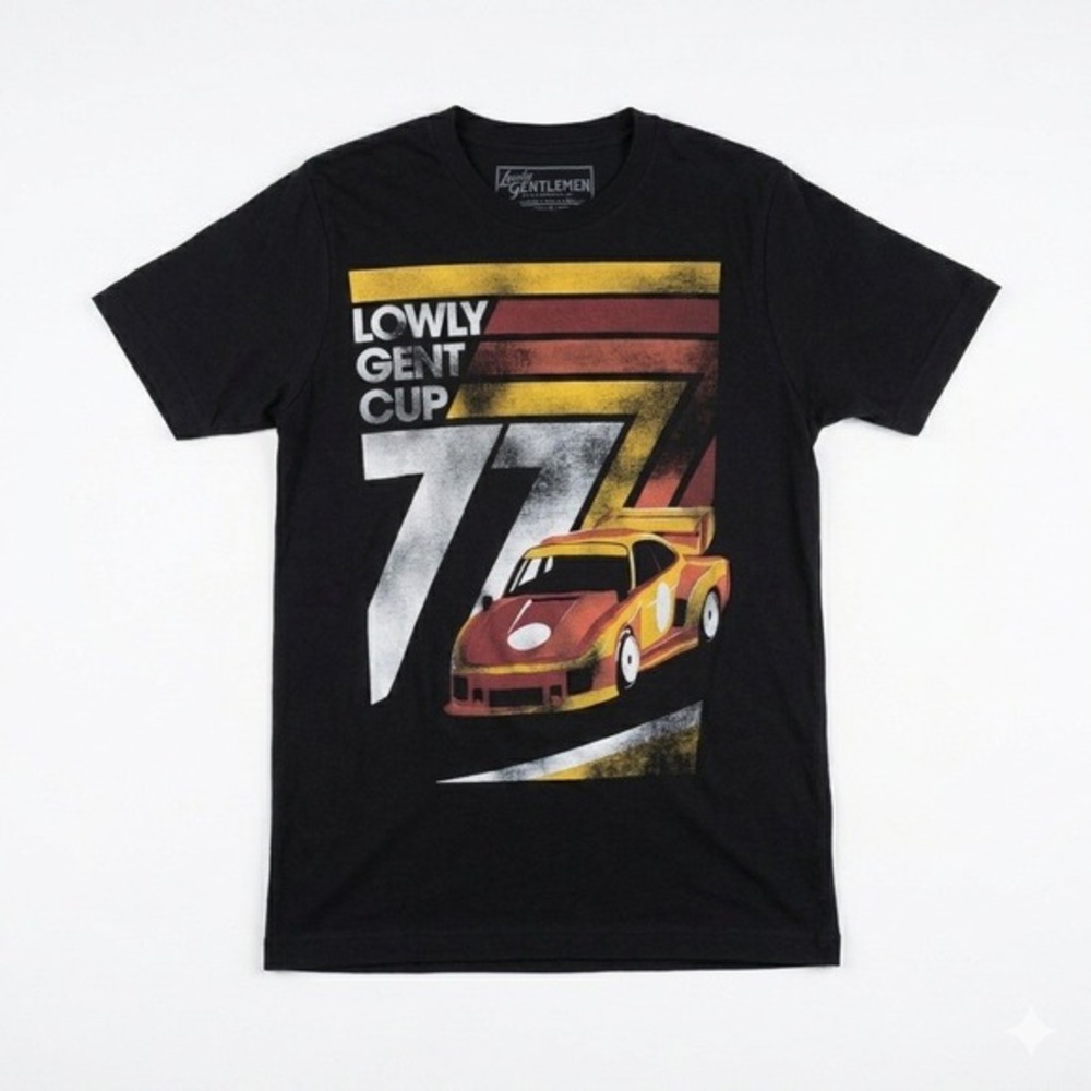 Lowly Gentlemen T-Shirt Mens Small‎ Black Graphic Race Car Automotive Streetwear